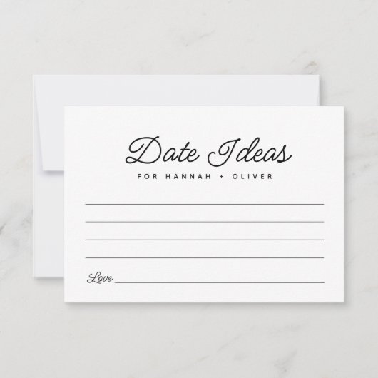 Minimalistische Datum Nacht Ideeën Bruiloft Advies RSVP Kaartje (Voorkant)