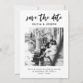 Minimalistische datum opslaan met Casual fotoscrip Save The Date (Voorkant)