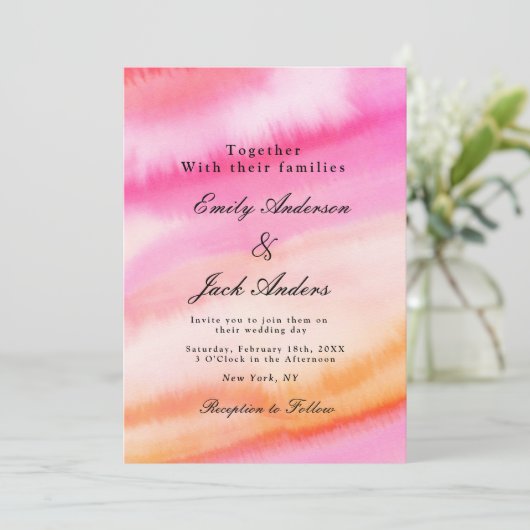 Minimalistische datum opslaan | Waterverf bruiloft Save The Date (Staand voorkant)