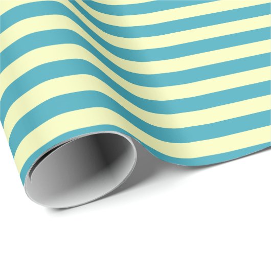 Minimalistische Dawn Blue en Momisa Snoep Stripe G Cadeaupapier (Rol Hoek)