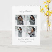 Minimalistische de 4-foto van Kerstmis Grijze Kaart (Gele Bloem)