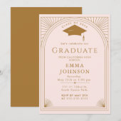 Minimalistische Deco Chique Graduation Party Kaart (Voorkant / Achterkant)