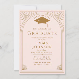 Minimalistische Deco Chique Graduation Party Kaart