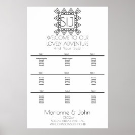 Minimalistische Deco Hart Trouwlogo Zitplaats Graf Poster