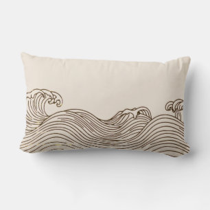 Minimalistische decoratieve kussen met kustgolven