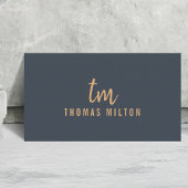 Minimalistische Deep Blue Brown Monogram Consultan Visitekaartje