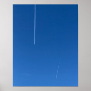 Minimalistische Deep Blue Sky Contrails Poster