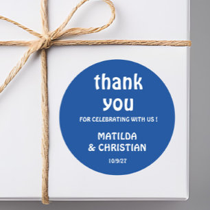 Minimalistische Deep Blue Trouw Ronde Sticker