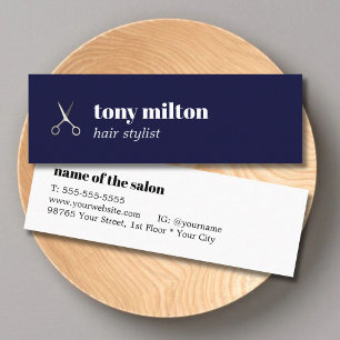 Minimalistische Deep Blue Zilveren Schaar Haarstyl Mini Visitekaartje