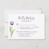 Minimalistische Deep Paarse Single Tulip bruiloft RSVP Kaartje (Voorkant)