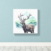 Minimalistische Deer Wall Art Canvas – Geometrisch Afdruk (Insitu (Houten vloer))