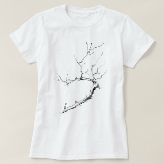 Minimalistische delicate boomtak t-shirt (Design voorkant)