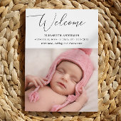 Minimalistische delicate elegante script baby gebo aankondiging