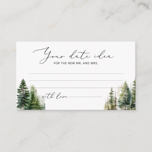 Minimalistische dennenbomen Date night ideeën. Dat Informatiekaartje (Voorkant)