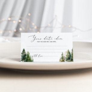 Minimalistische dennenbomen Date night ideeën. Dat Informatiekaartje