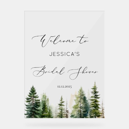 Minimalistische dennenboom bos vrijgezellenfeest W Acryl Bord (Voorkant)