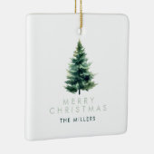 Minimalistische dennenboom groene kerstvakantie keramisch ornament (Rechts)