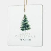 Minimalistische dennenboom groene kerstvakantie keramisch ornament (Links)
