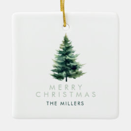 Minimalistische dennenboom groene kerstvakantie keramisch ornament