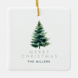 Minimalistische dennenboom groene kerstvakantie keramisch ornament