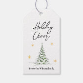 Minimalistische dennenboom Kerstcadeau-tag Cadeaulabel (Voorkant)
