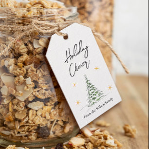 Minimalistische dennenboom Kerstcadeau-tag Cadeaulabel