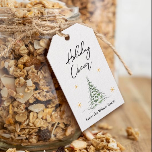 Minimalistische dennenboom Kerstcadeau-tag Cadeaulabel
