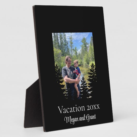 Minimalistische dennenboom silhouet personaliseren fotoplaat (Zijkant)