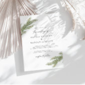 Minimalistische dennenboom tak winter bruiloft kaart