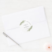 Minimalistische dennenboom tak winter bruiloft ronde sticker (Envelop)
