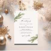 Minimalistische dennenboomtak Winter bruiloft QR-c Kaart