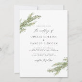 Minimalistische dennenboomtak Winter bruiloft QR-c Kaart (Voorkant)