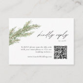 Minimalistische dennenboomtak winter QR-code RSVP Informatiekaartje (Voorkant)