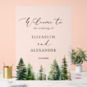 Minimalistische dennenbos bruiloft Welkom Acryl Bord (Huwelijk)