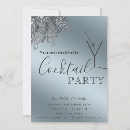 Minimalistische dennentak cocktailparty Kerstmis Kaart (Voorkant)