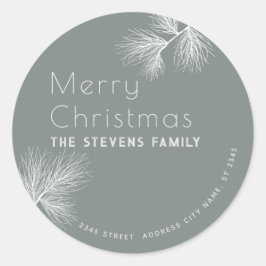 Minimalistische dennentak Merry Christmas  Ronde Sticker