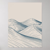 Minimalistische Desert Line Art Landschapstekening Poster (Voorkant)