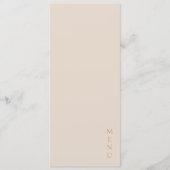 Minimalistische Desert Zand Koperen Script Trouw  Menu (Voorkant)