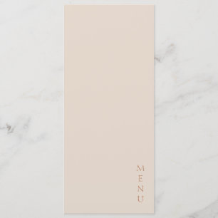 Minimalistische Desert Zand Koperen Script Trouw Menu