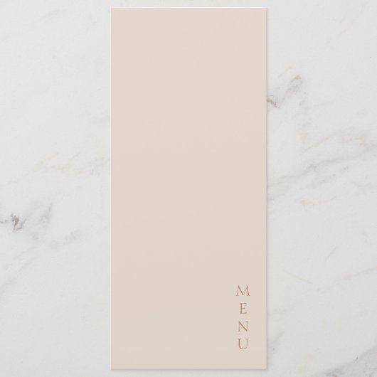 Minimalistische Desert Zand Koperen Script Trouw Menu (Voorkant)