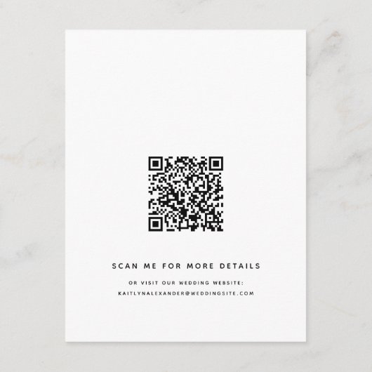 Minimalistische Details QR Code Bruiloft Behuizing Informatiekaartje (Achterkant)