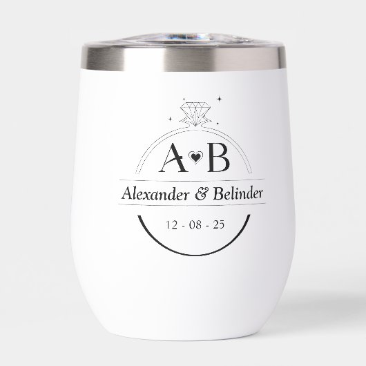 Minimalistische Diamanten ring monogram sjabloon (Voorkant)