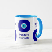 Minimalistische Diamond Blue Evil Eye Positieve Vi Mok (Voorkant rechts)