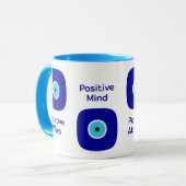 Minimalistische Diamond Blue Evil Eye Positieve Vi Mok (Voorkant links)