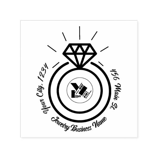 Minimalistische Diamond Jewelry Business Logo & Ad Zelfinktende Stempel (Design)