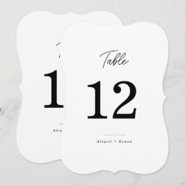 Minimalistische Die Cut Script Trouwtafel Nummer Kaart