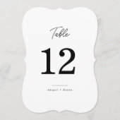 Minimalistische Die Cut Script Trouwtafel Nummer Kaart (Voorkant)