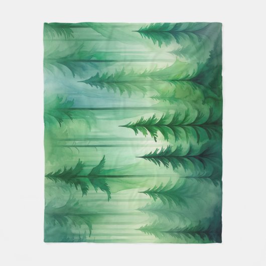 Minimalistische Diep Bosgroene Fleece Deken (Voorkant)