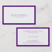 Minimalistische diepe Paarse & witte rand Visitekaartje (Voorkant / Achterkant)