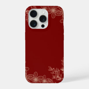 Minimalistische dieprode bloemige artistieke iPhon iPhone 15 Pro Case